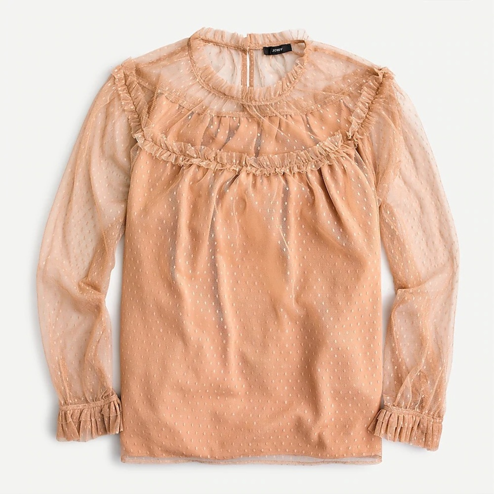 J. Crew Ruffle-trim top in dot tulle